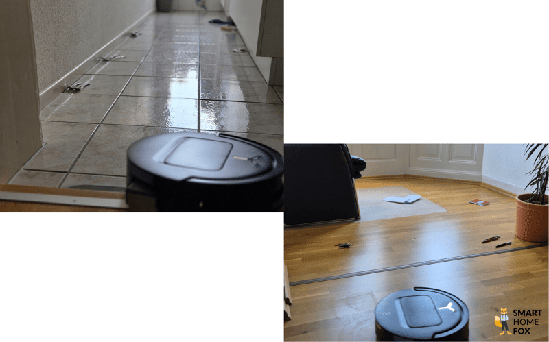 Der ECOVACS DEEBOT T80 OMNI umfährt im Test Hindernisse.